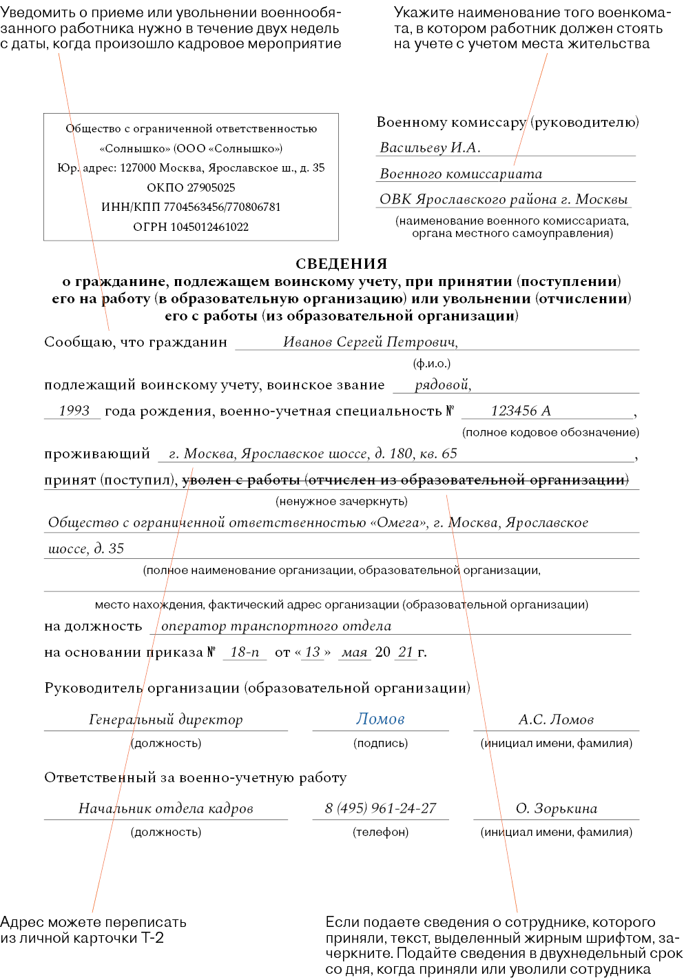 Отчеты и уведомления, которые ждут от вас в военкомате – Кадровое дело № 5,  Май 2021