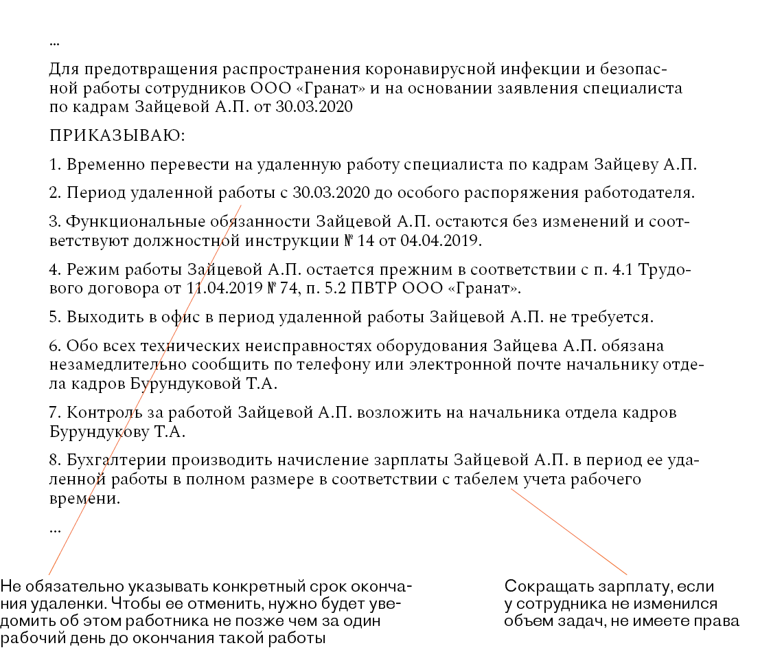 Соглашение о переводе на удаленную работу