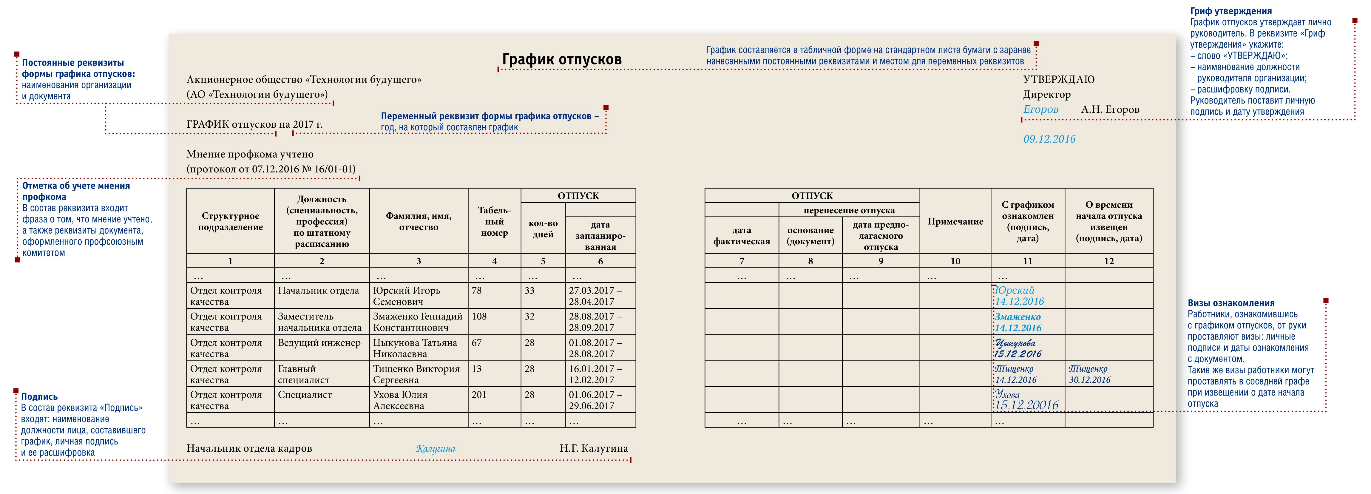 Как составить график отпусков в excel