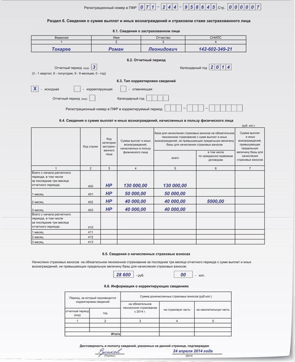 Справка по форме рсв 1 образец