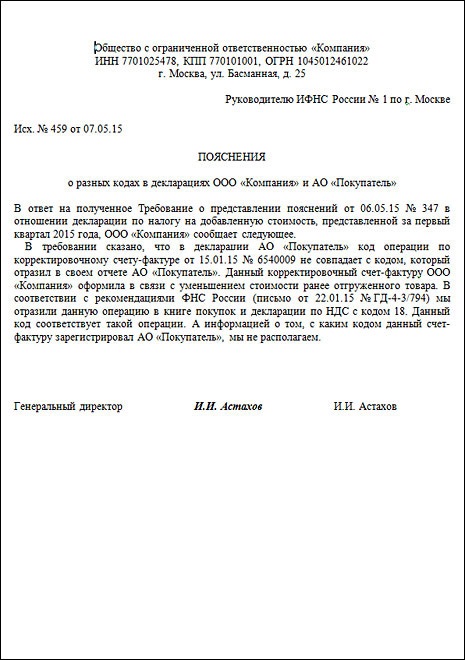 Образец сопроводительное письмо к уточненной декларации по усн